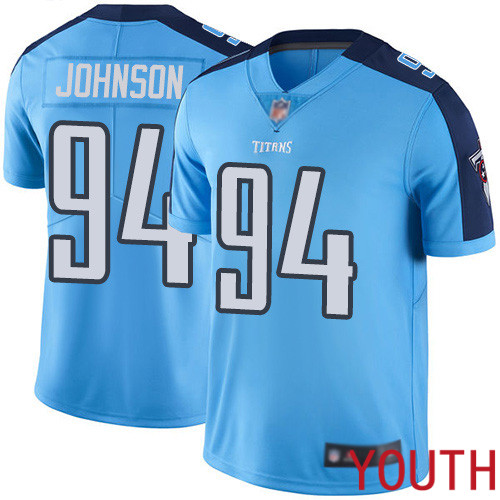 Tennessee Titans Limited Light Blue Youth Austin Johnson Jersey NFL Football 94 Rush Vapor Untouchable